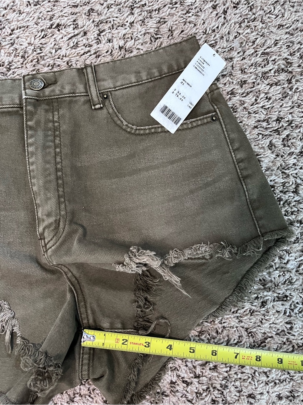 Urban Outfitters BDG Cheeky Short Olive Green High Waisted Frayed Denim 31 - Picture 5 of 6